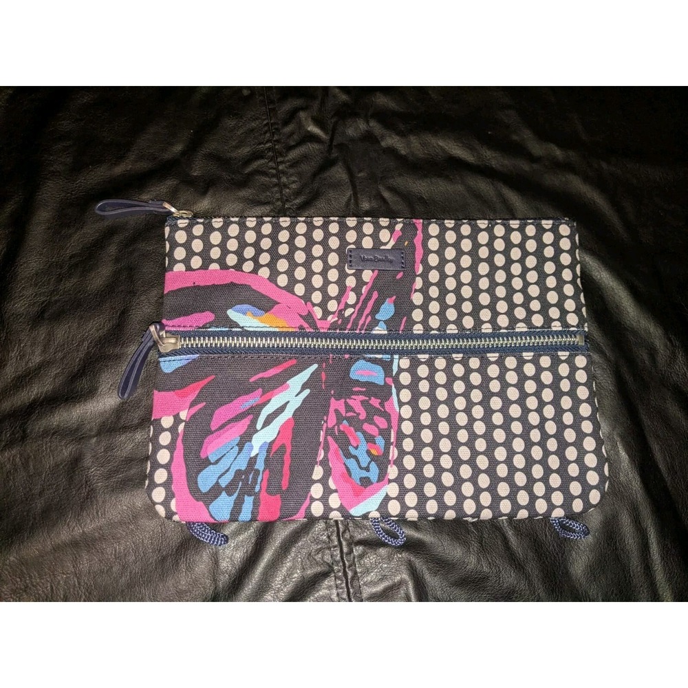 Vera Bradley Pencil Pouch Butterfly Zipper Closure 2 Pockets